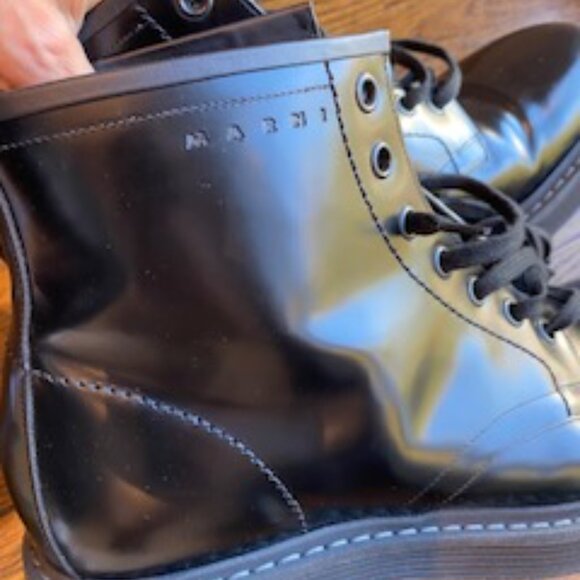 Brand New Marni Black Leather Combat Boots sz US 12 - Picture 7 of 12